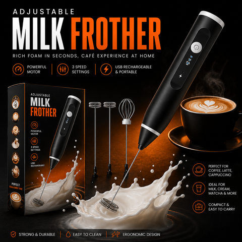 Coffee Beater Milk Frother, USB Rechargeable, 3-Speed Adjustable