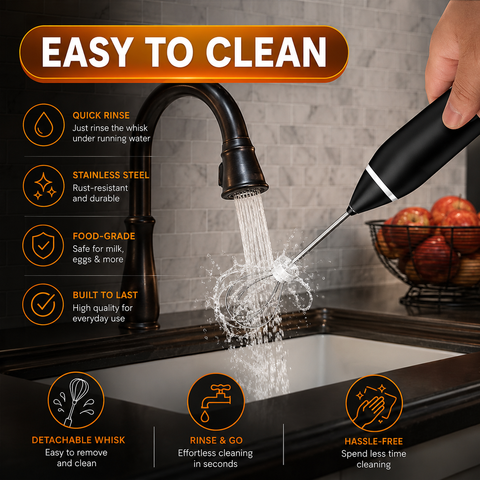 Coffee Beater Milk Frother, USB Rechargeable, 3-Speed Adjustable